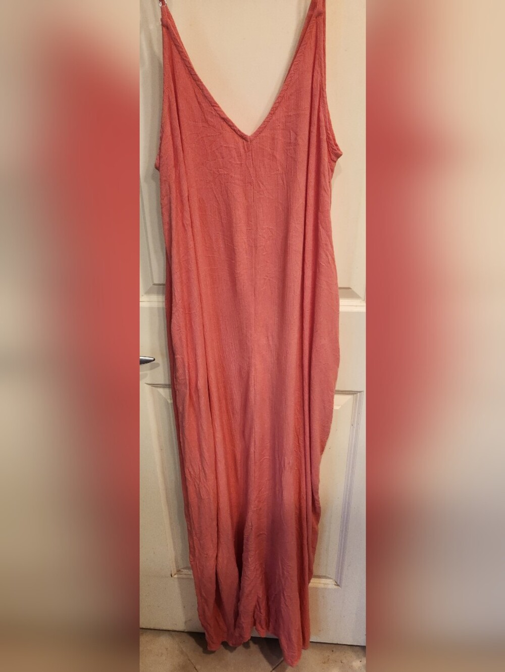 lovestitch Light Coral Spaghetti-Strap Maxi Dress